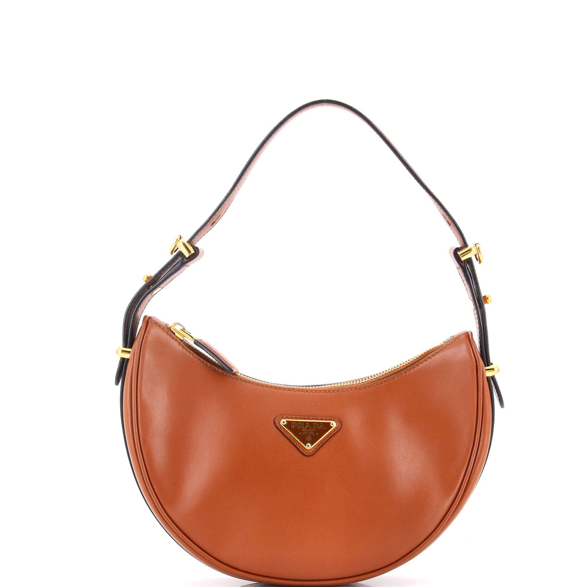 Prada PRADA Arque Half Moon Hobo Leather Small