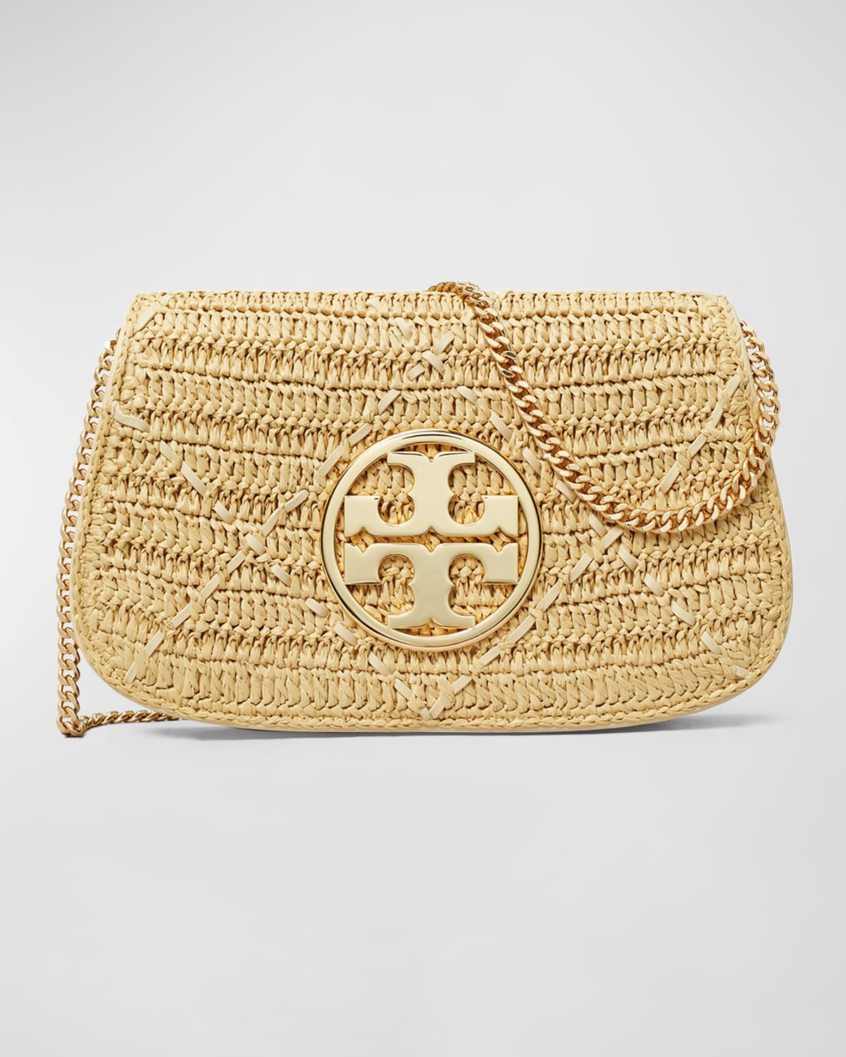 Tory Burch Reva Straw Clutch Bag