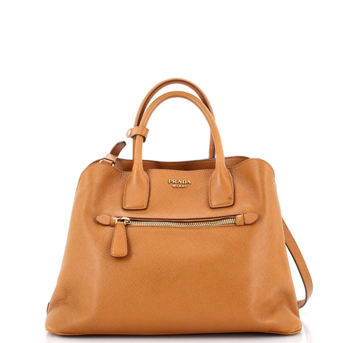 PRADA Cuir Promenade Front Zip Tote Saffiano Leather Large