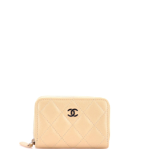 CHANEL CC Zip Coin Purse Quilted Caviar Small