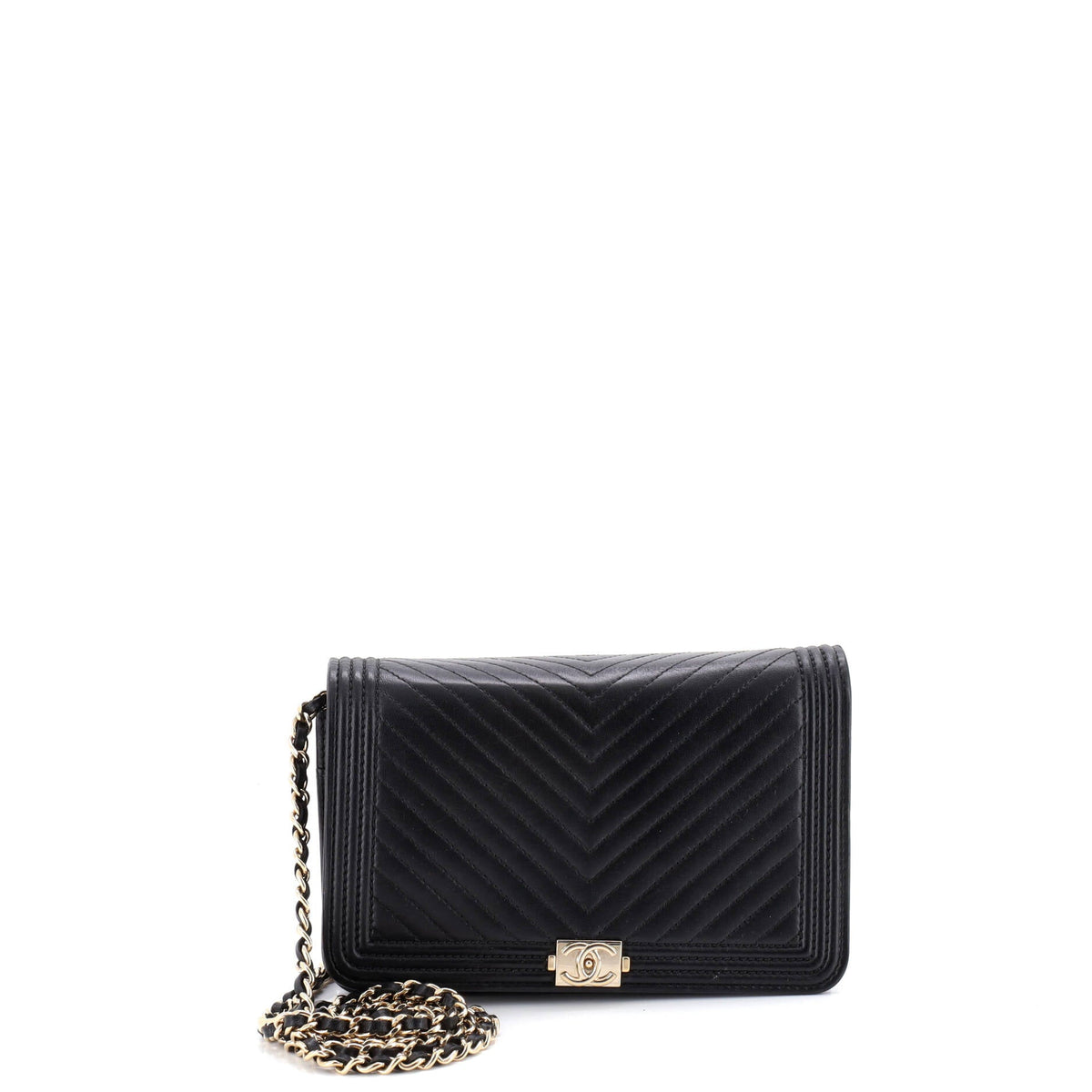 Chanel CHANEL Boy Wallet on Chain Chevron Lambskin