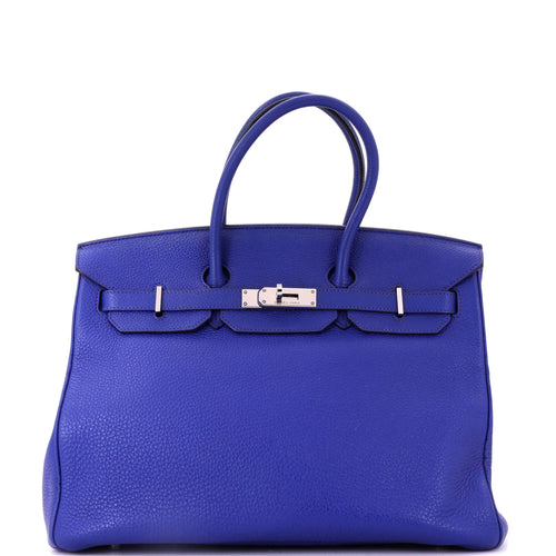 Birkin Handbag Bleu Electrique Togo with Palladium Hardware 35