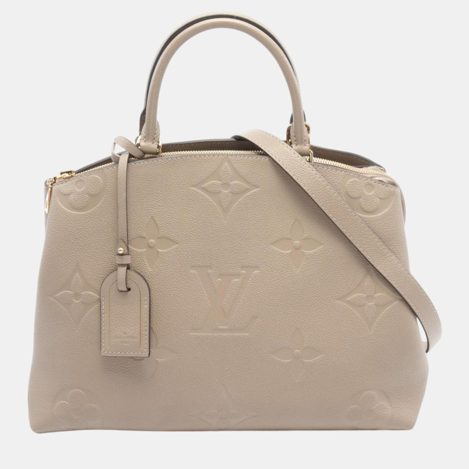 Louis Vuitton Beige Leder-Monogramm-Empreinte-Grand-Palais-MM-Handtasche