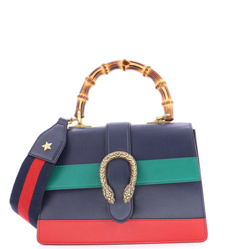 GUCCI Dionysus Bamboo Top Handle Bag Colorblock Leather Medium