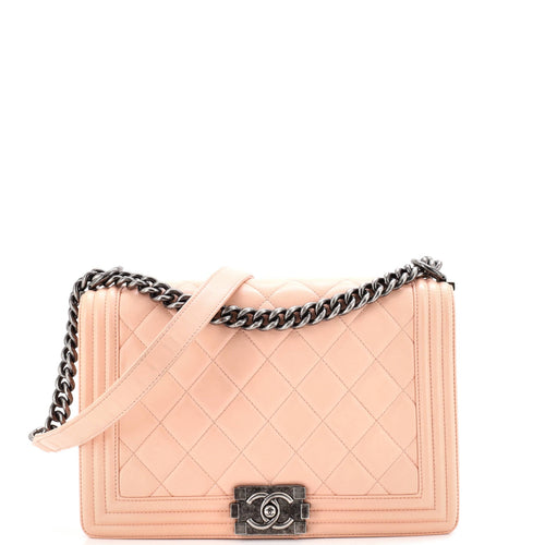 CHANEL Boy Flap Bag Quilted Lambskin Old Medium