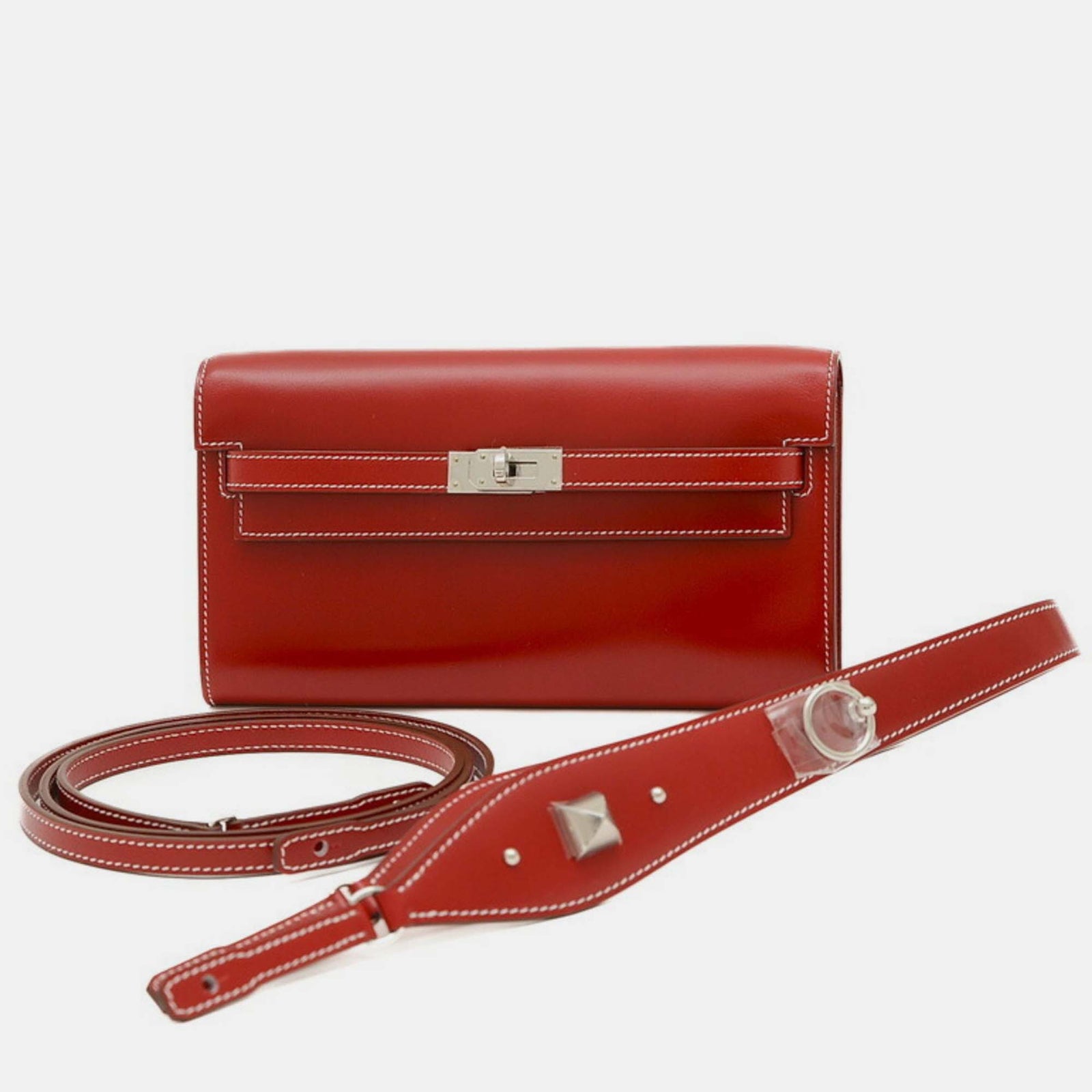 Herm?s Red Box Calf Kelly To Go Lock Shoulder Bag