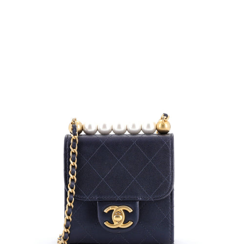 CHANEL Chic Pearls Flap Clutch with Chain Quilted Goatskin Mini