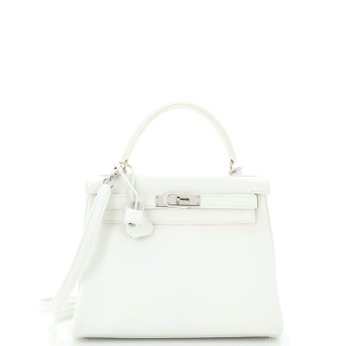 Hermès Kelly Handbag Blanc Clemence with Palladium Hardware 28