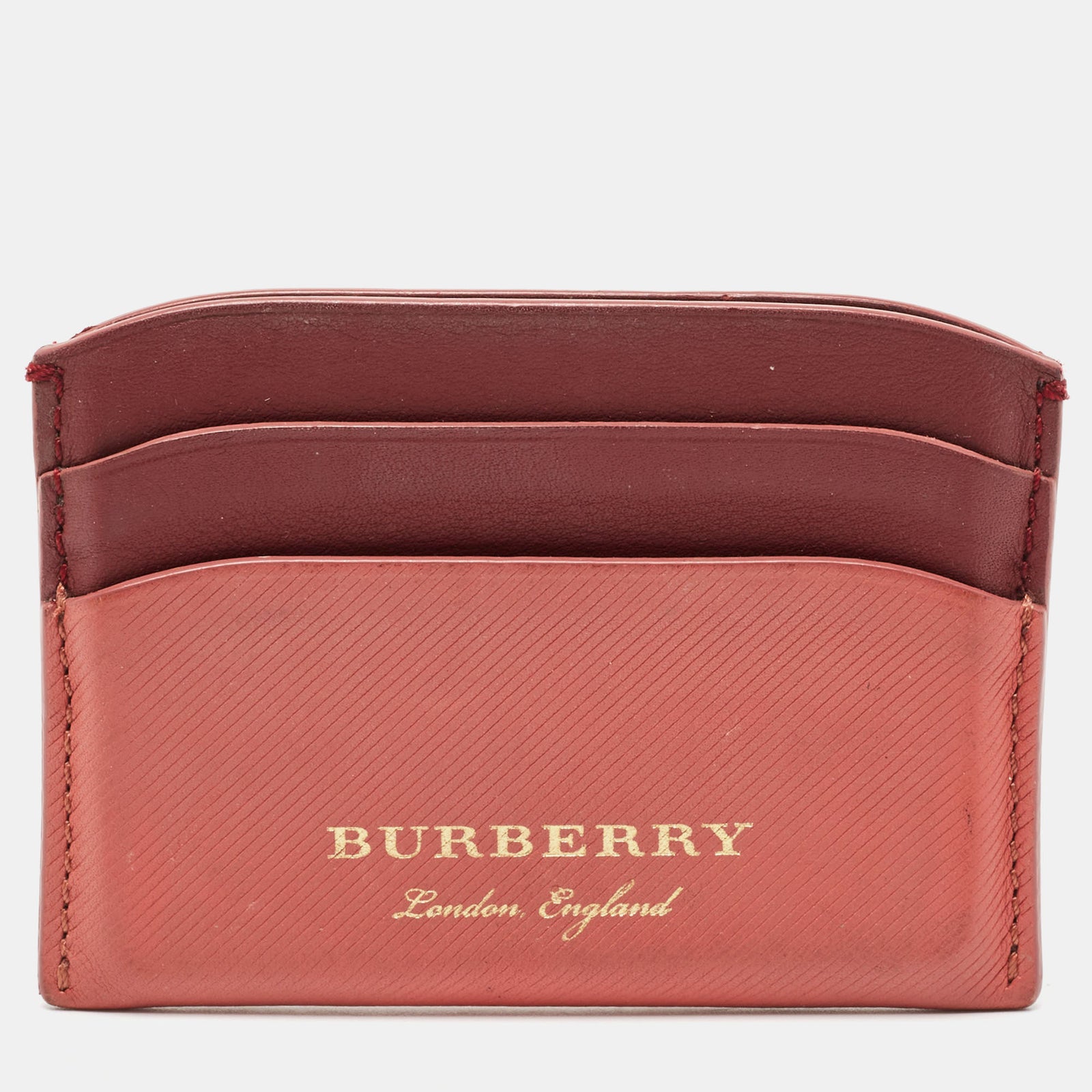 Burberry Burgundy/Light Red Leather Card Holder