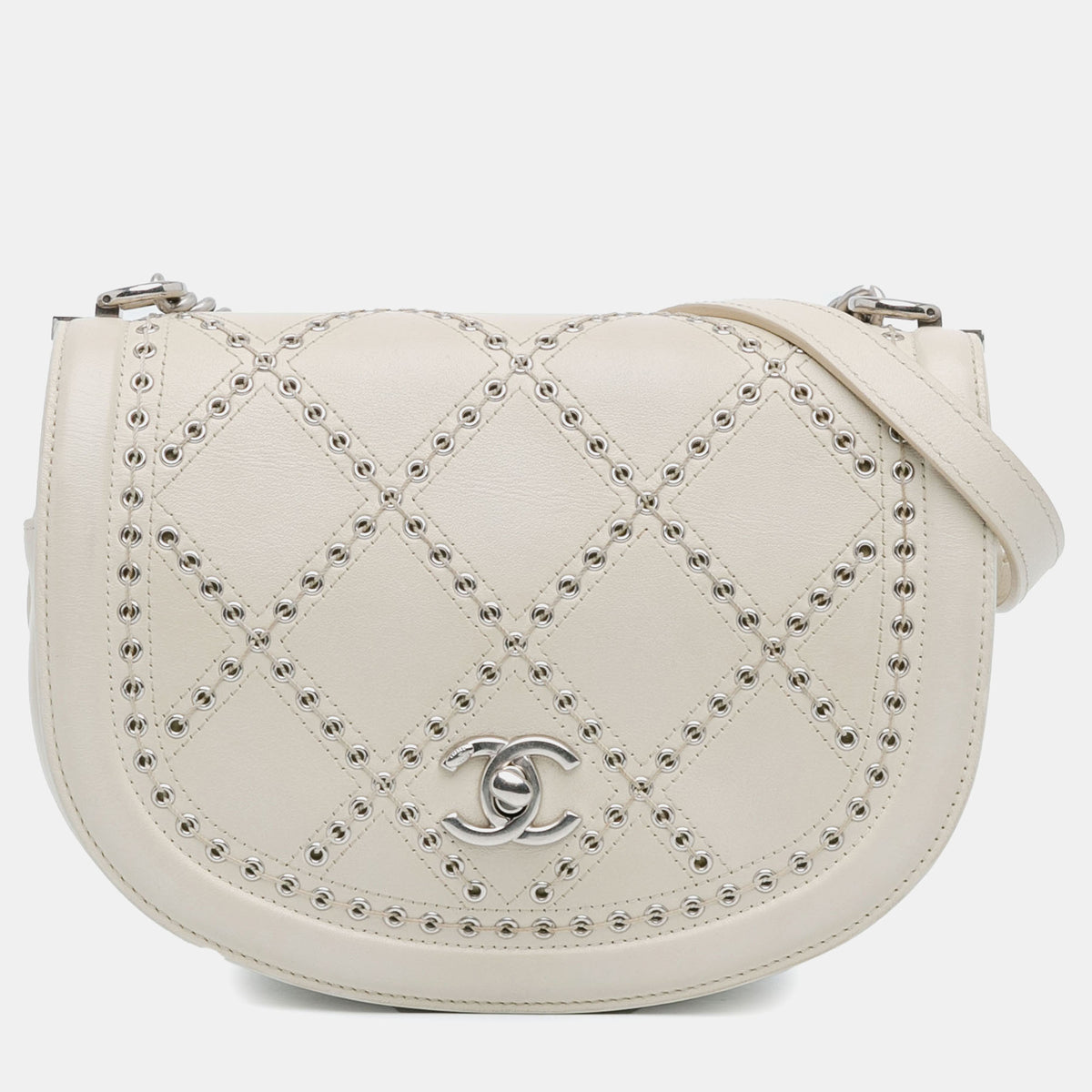 Chanel Small Calfskin Coco Eyelets Round Flap
