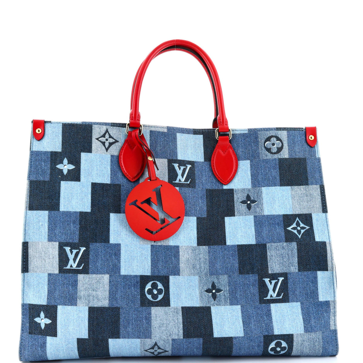 Louis Vuitton OnTheGo Tote Damier and Monogram Patchwork Denim GM