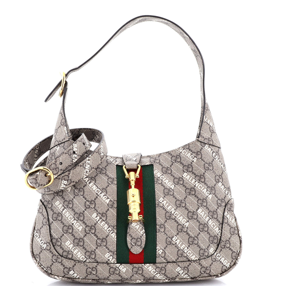 Gucci GUCCI x Balenciaga The Hacker Project Jackie 1961 Hobo GG Coated Canvas Small