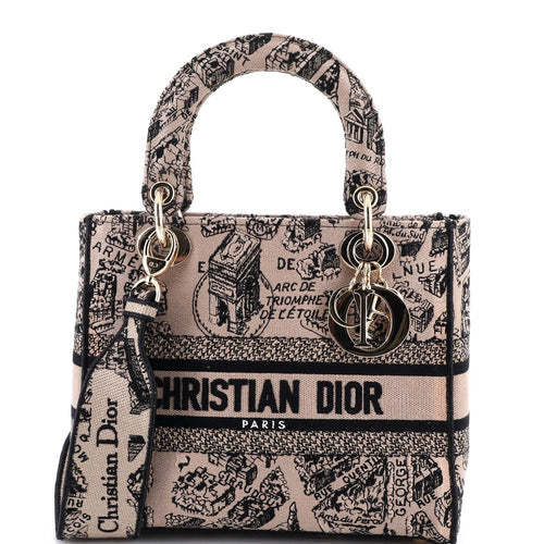 Lady D-Lite Bag Embroidered Canvas Medium