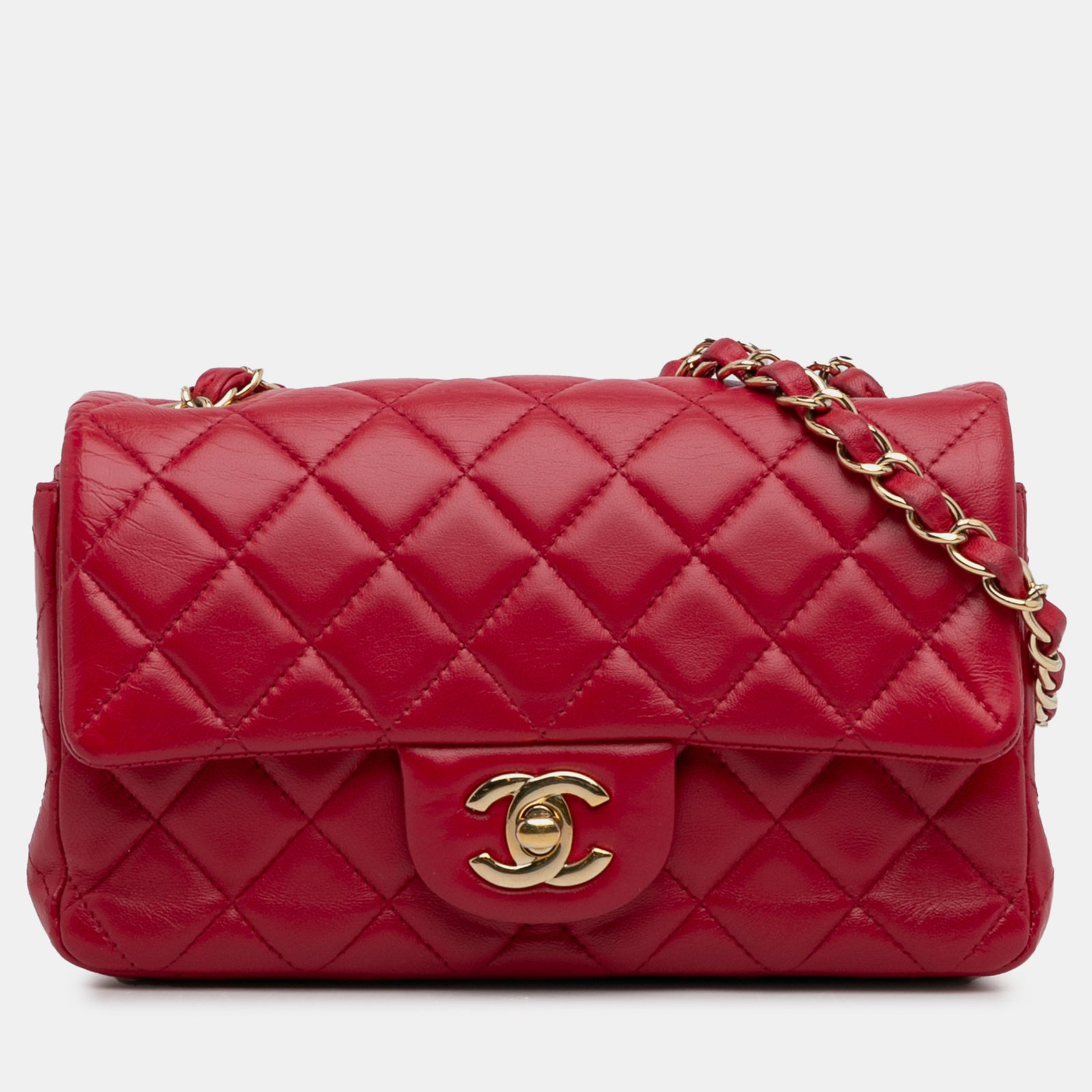 Chanel Mini sac à rabat rectangulaire classique en cuir d'agneau