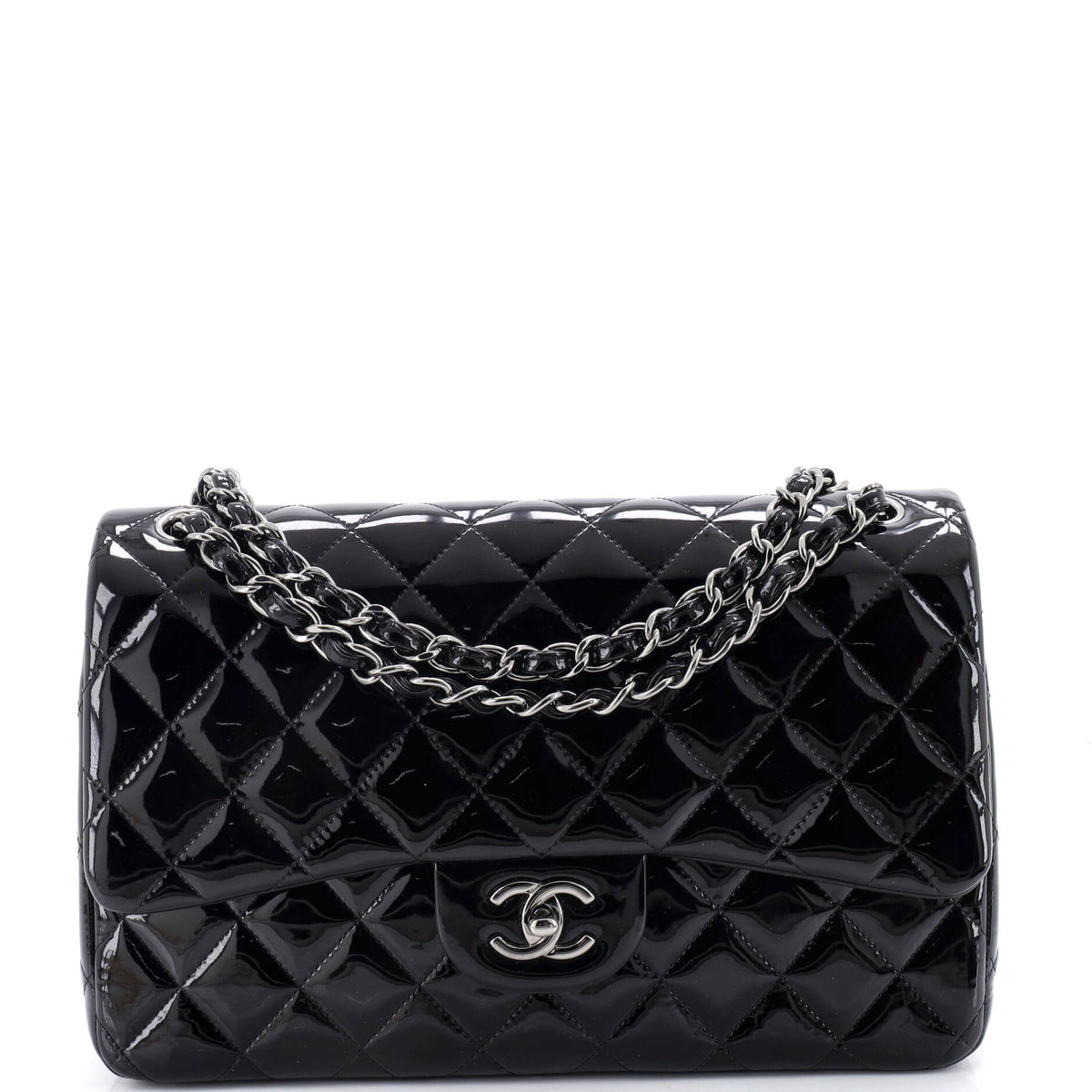 Chanel CHANEL Classic Double Flap Bag Quilted Patent Jumbo