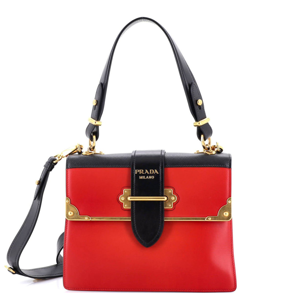 Prada PRADA Cahier Convertible Shoulder Bag City Calf and Saffiano Medium