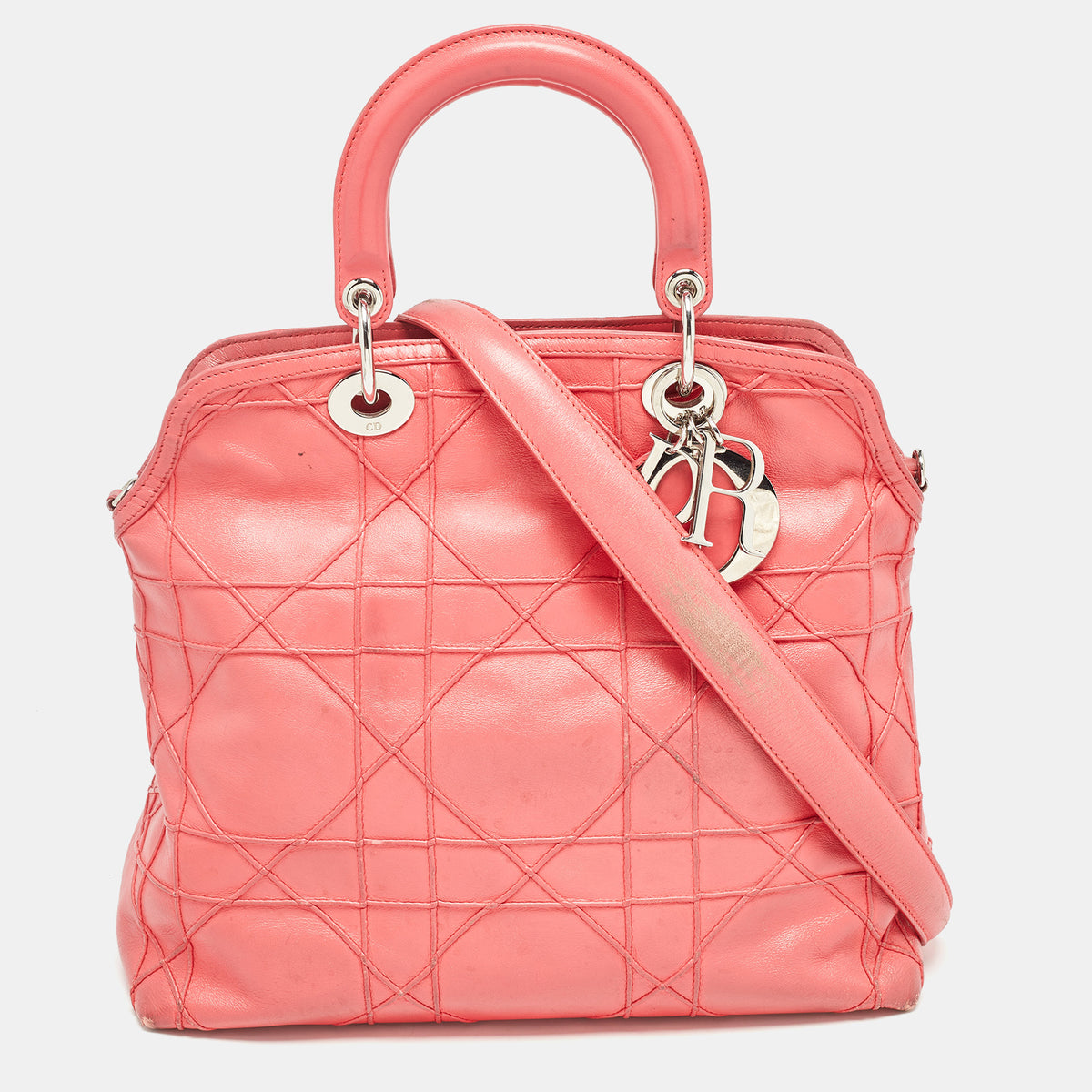 Dior Coral Pink Cannage Leather Granville Tote
