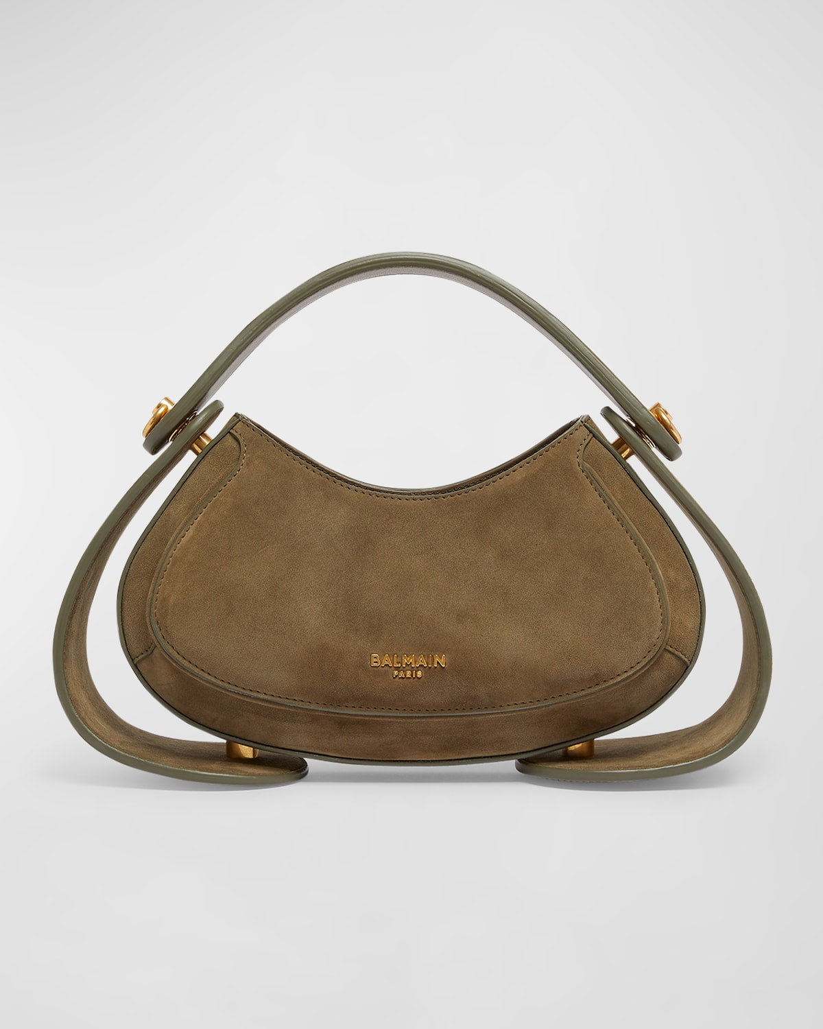 Balmain Jolie Madame Medium Top-Handle Bag in Suede