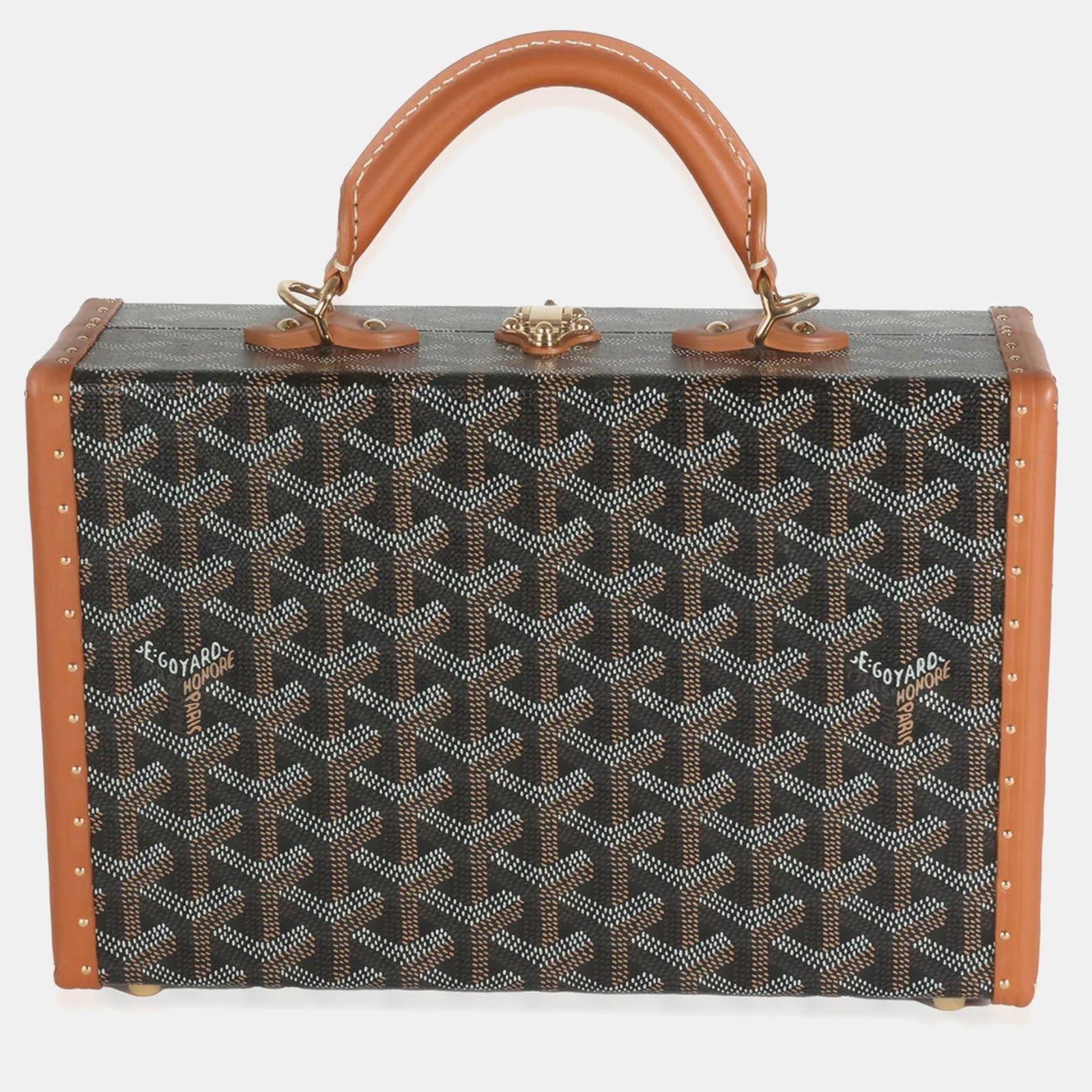 Goyard Grand Hotel-Kofferraumtasche aus Goyardine-Canvas in Schwarz/Hellbraun