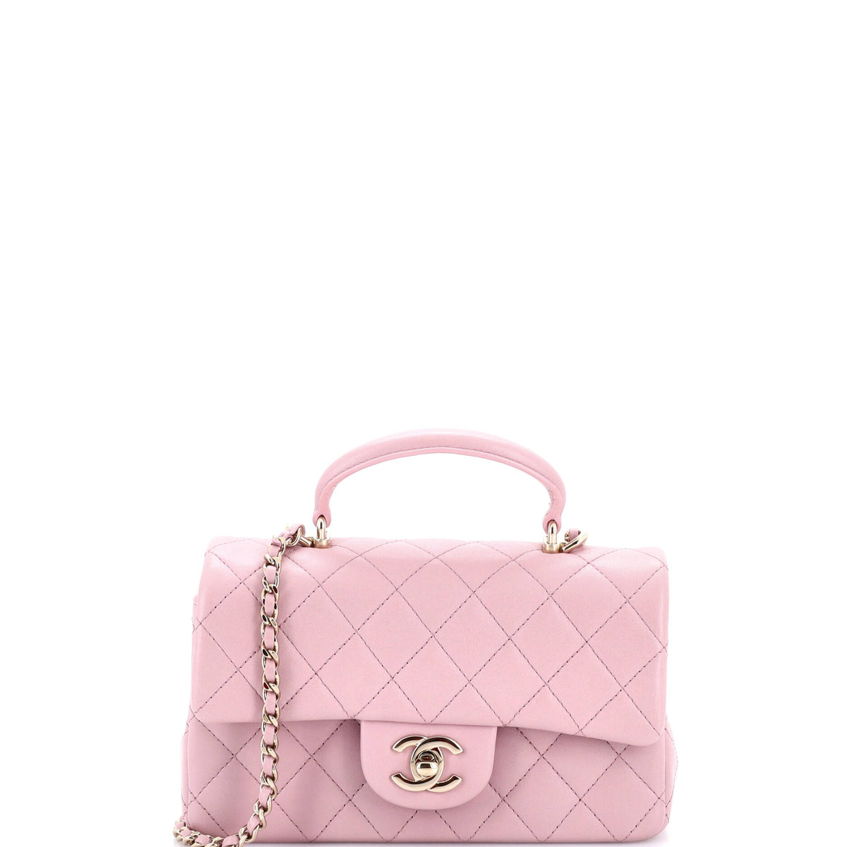Chanel CHANEL Classic Single Flap Top Handle Bag Quilted Lambskin Mini