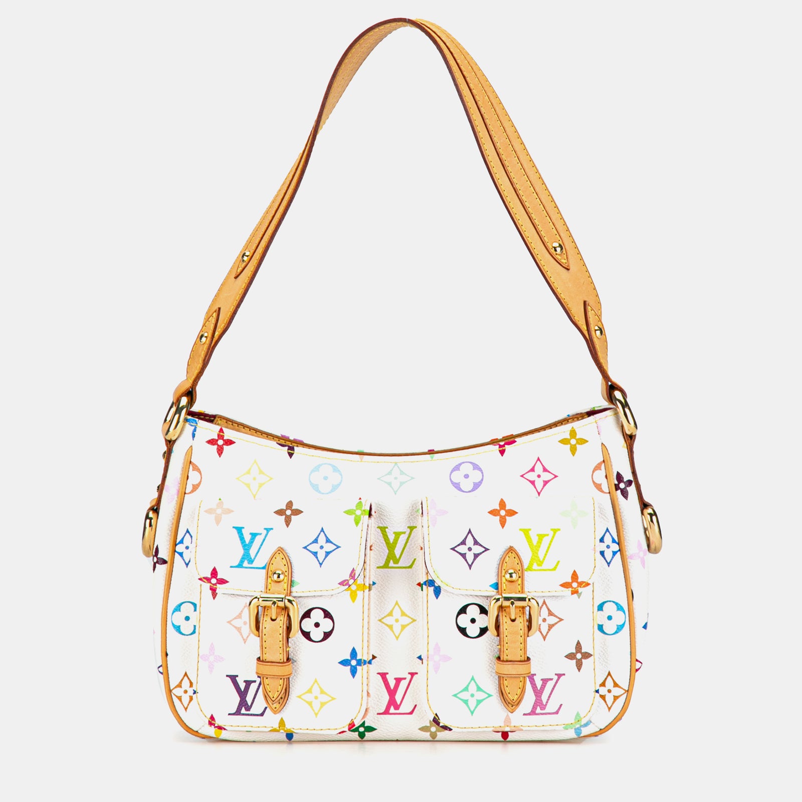 Louis Vuitton Sac à bandoulière Lodge PM en toile multicolore avec monogramme blanc