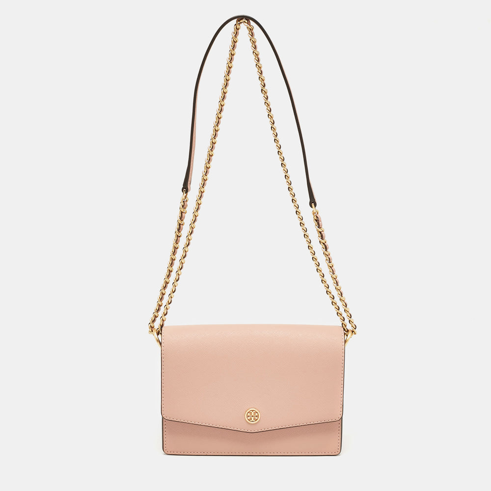 Peach Leather Mini Robinson Shoulder Bag