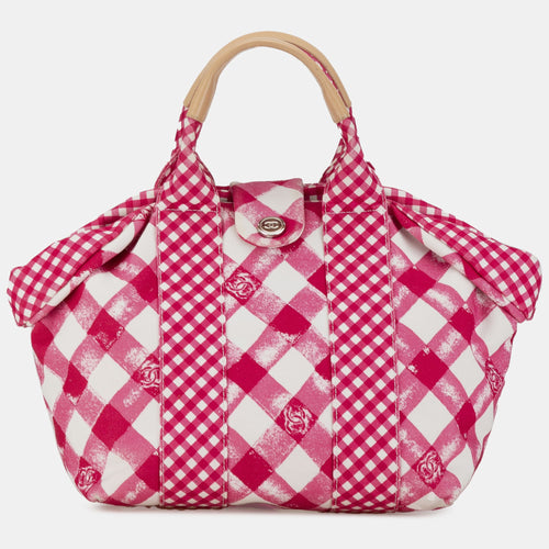 Pink Canvas Gingham Handbag