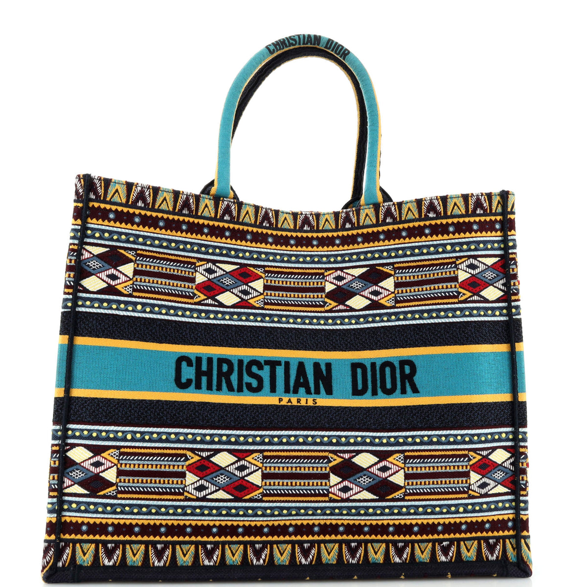 Christian Dior Book Tote Embroidered Canvas Large