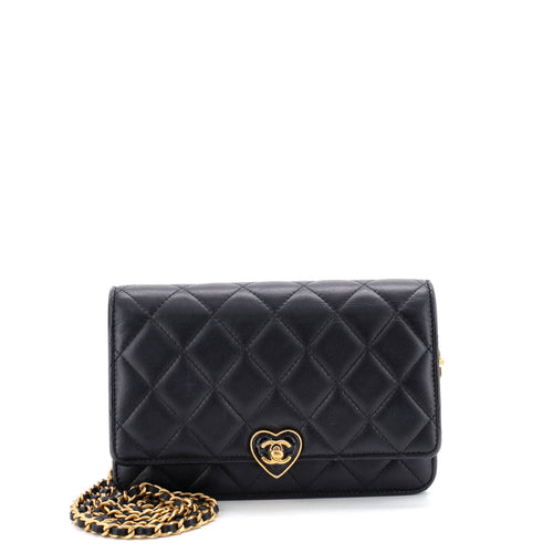 CHANEL Coco Love CC Heart Wallet on Chain Quilted Lambskin