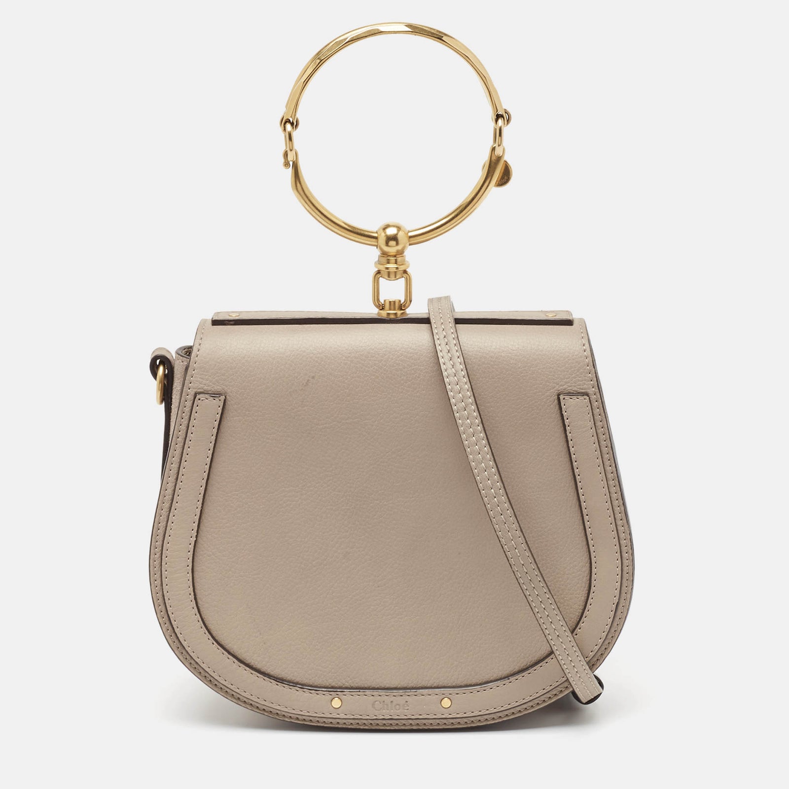 Chloe Mittelgroße Handtasche „Nil Bracelet“ aus Leder und Wildleder in Beige