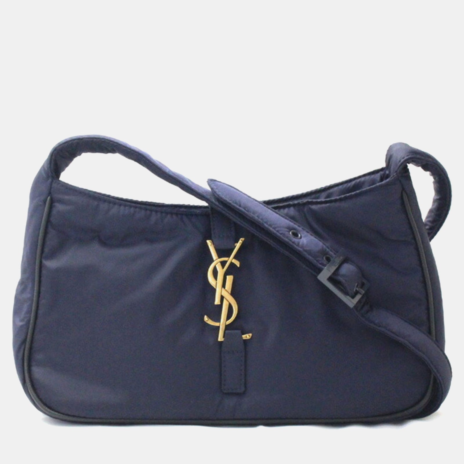 Saint Laurent Paris Navy Blue Nylon Le 5 &Agrave; 7 Hobo Bag