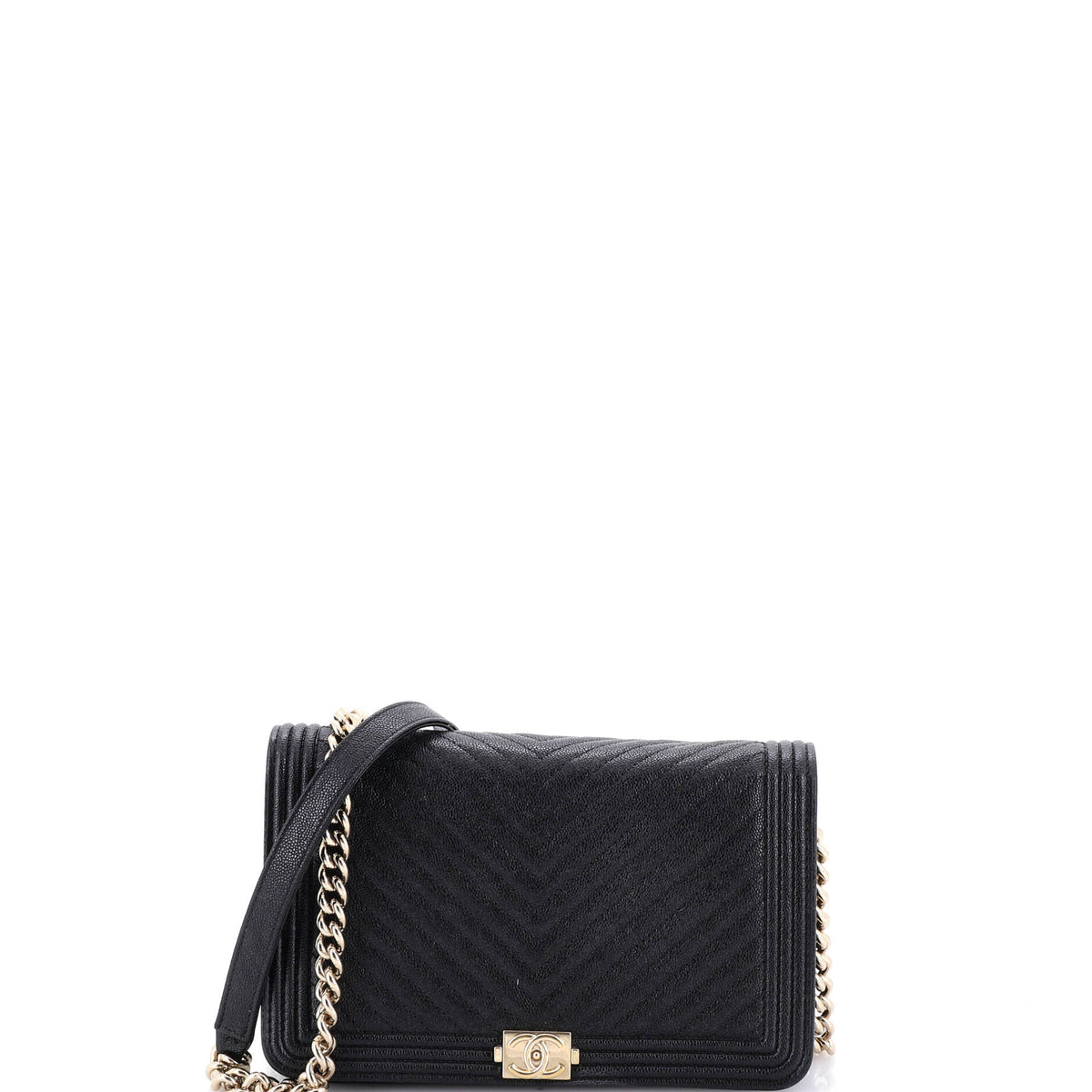 Chanel CHANEL Boy Wallet on Chain Chevron Caviar