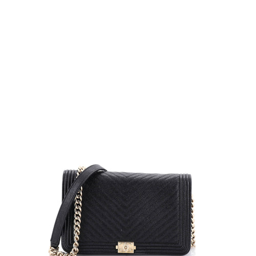 CHANEL Boy Wallet on Chain Chevron Caviar