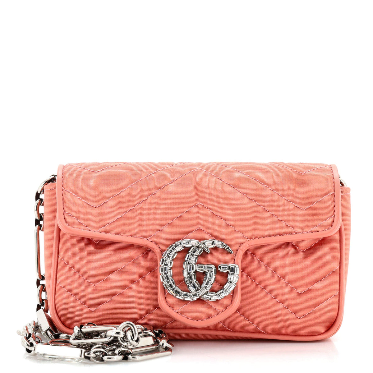 Gucci GUCCI Crystal GG Marmont Flap Belt Bag Matelasse Fabric