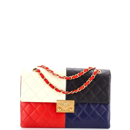 CHANEL CC Clasp Chain Flap Bag Multicolor Quilted Lambskin Medium