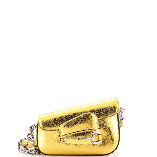 GUCCI Horsebit 1955 Asymmetric Shoulder Bag Leather Mini