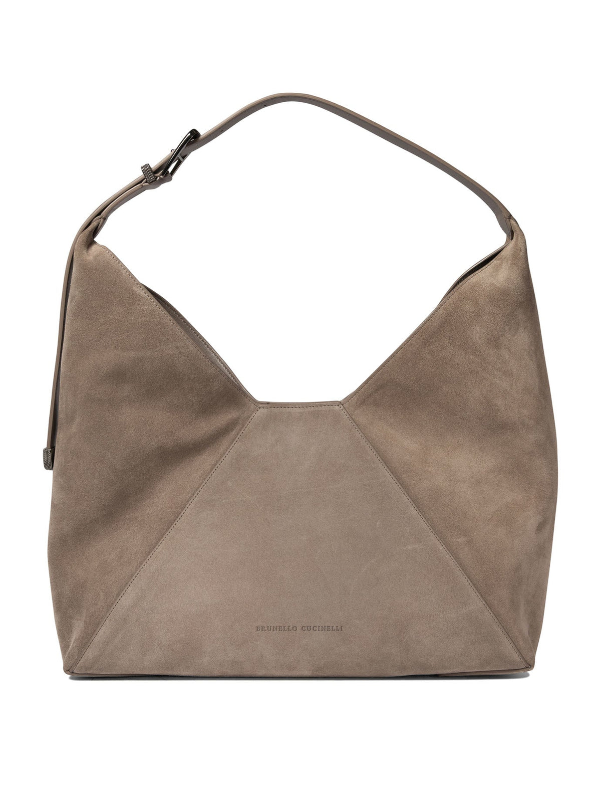 Brunello Cucinelli Women's Sueded Calfskin Hobo Bag in Grey | MBHID3678C8212