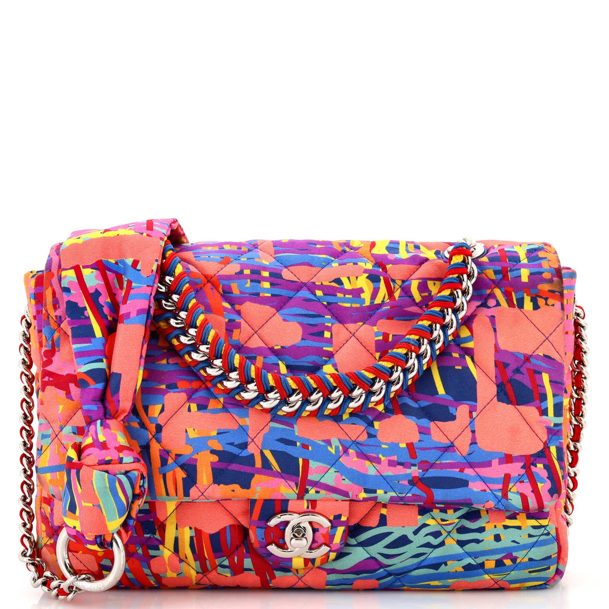 Chanel CHANEL Chain Flap Bag Quilted Printed Foulard Small