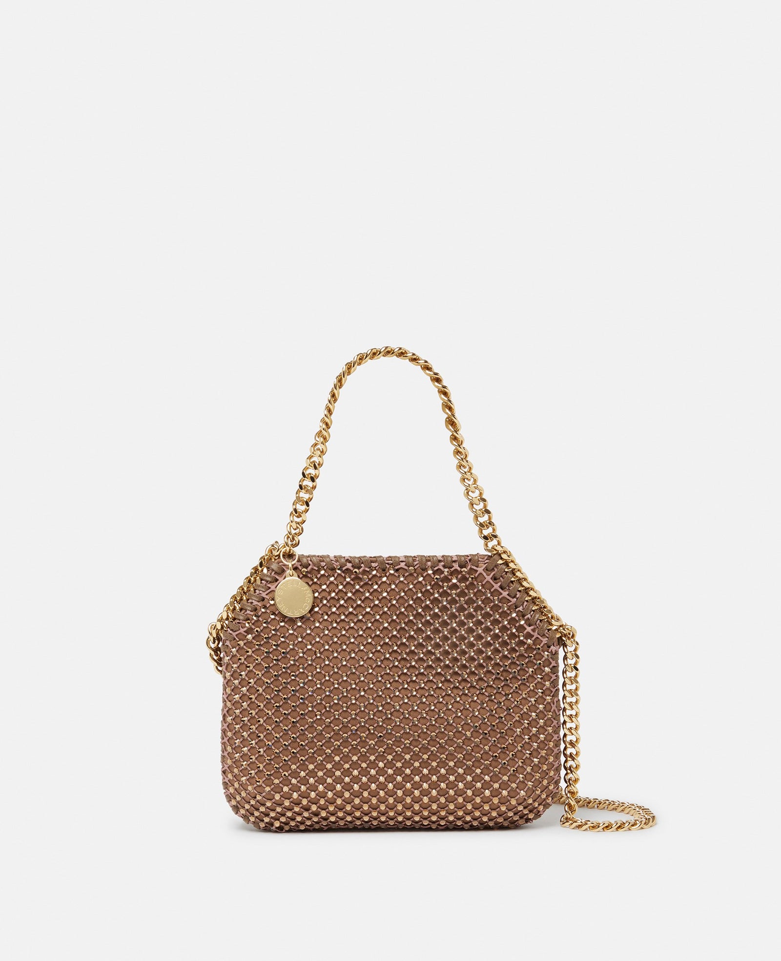 Stella McCartney Falabella Tiny Crystal Tote Bag, Woman, Metallic brown