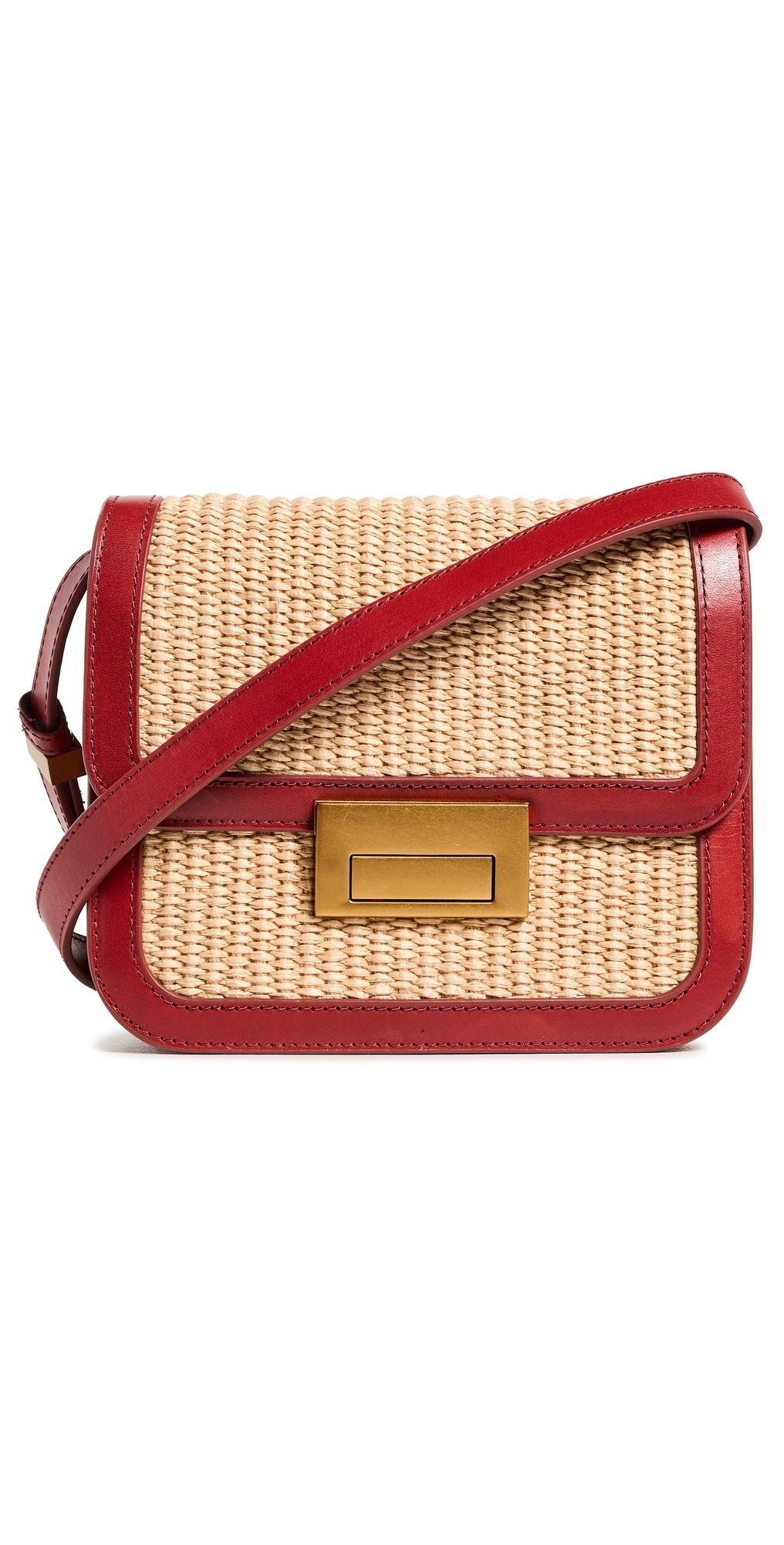 Loeffler Randall Desi Crossbody Bag with Lock Hardware Natural/Red One Size