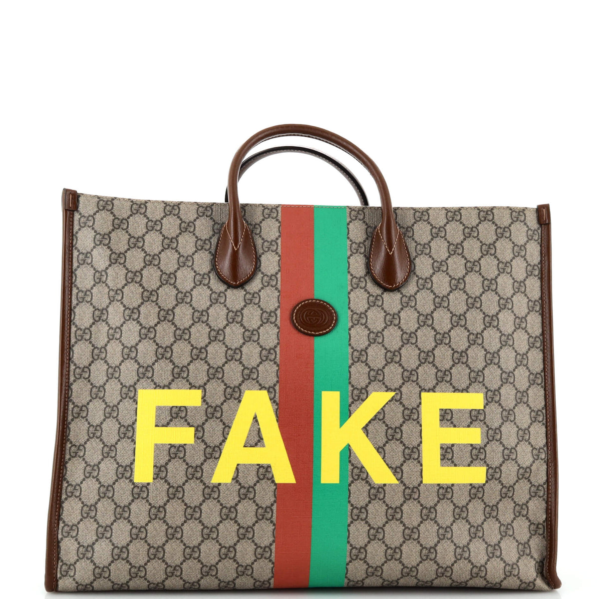 Gucci GUCCI Fake/Not Convertible Open Tote Printed GG Coated Canvas Large
