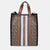 Black/Brown TB Monogram Coated Canvas, Leather Stripe Portrait Tote