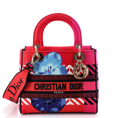 Lady D-Lite Bag Embroidered Canvas Medium