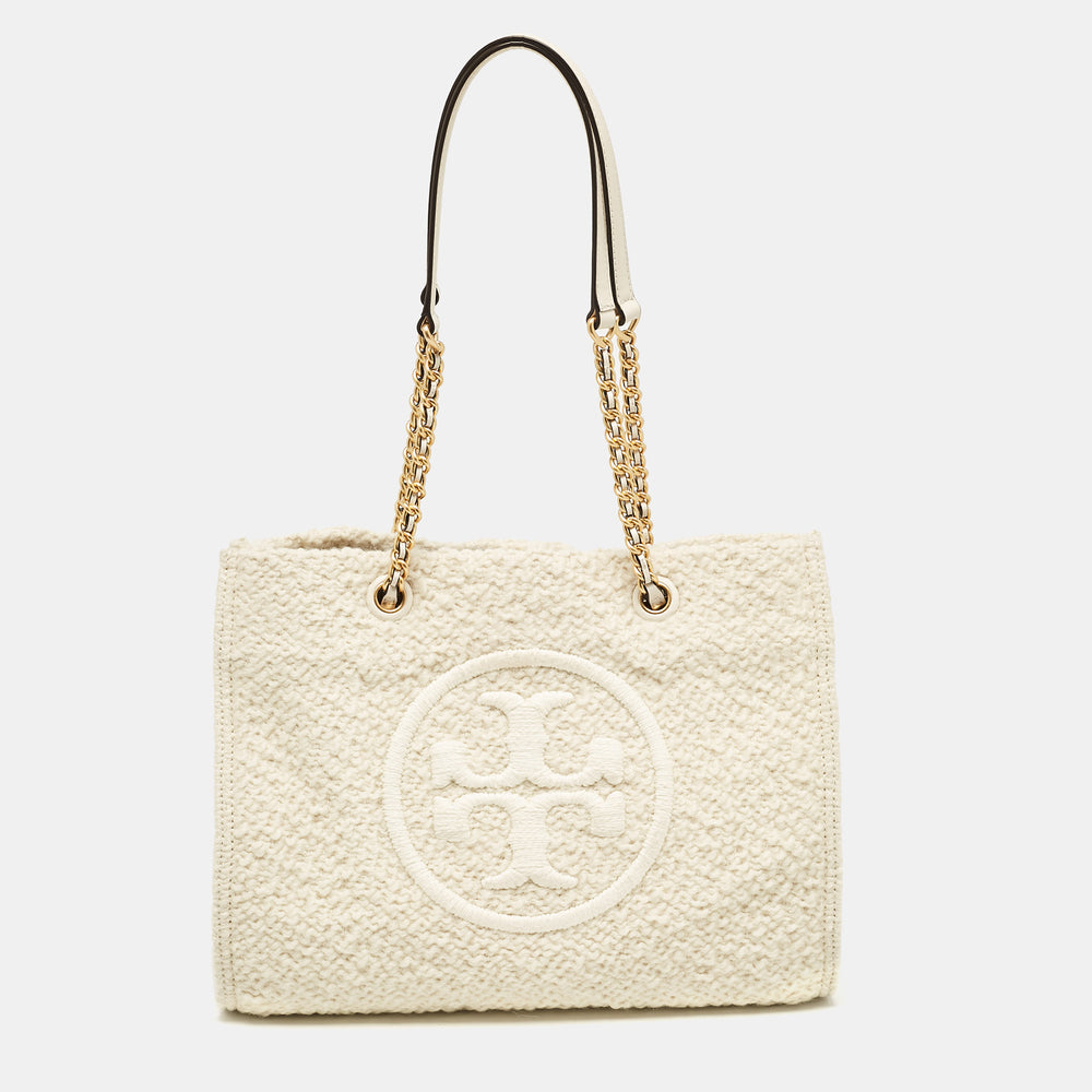 Cream Tweed Ella Boucle Chain Tote