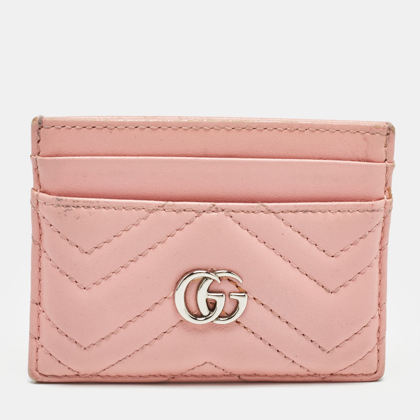 Gucci Porte-cartes GG Marmont en cuir matelassé rose