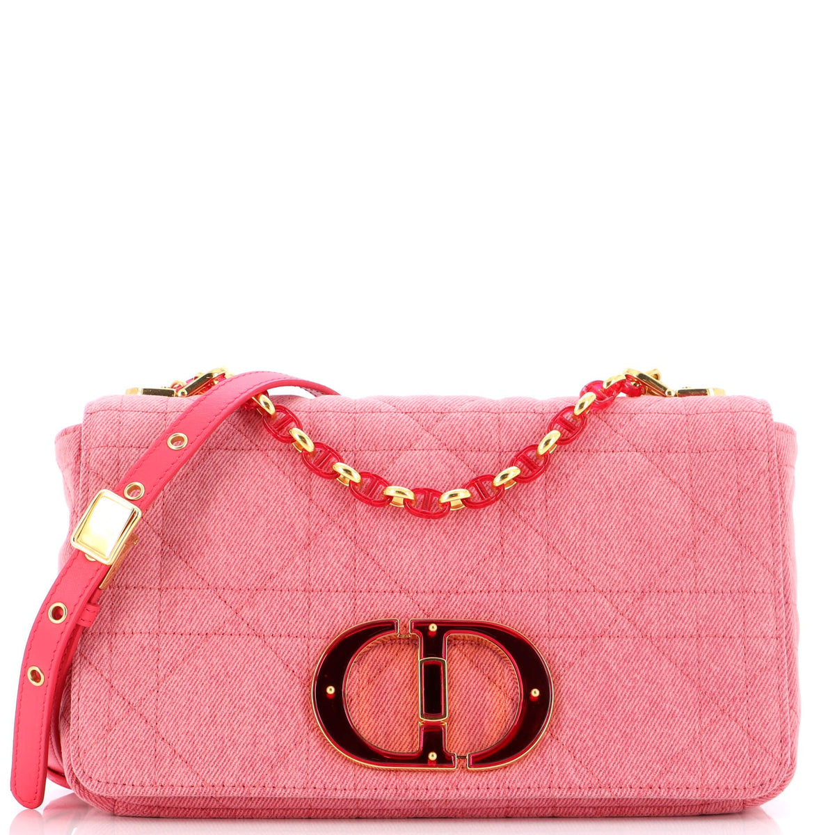 Christian Dior Caro Bag Macrocannage Quilt Denim Medium