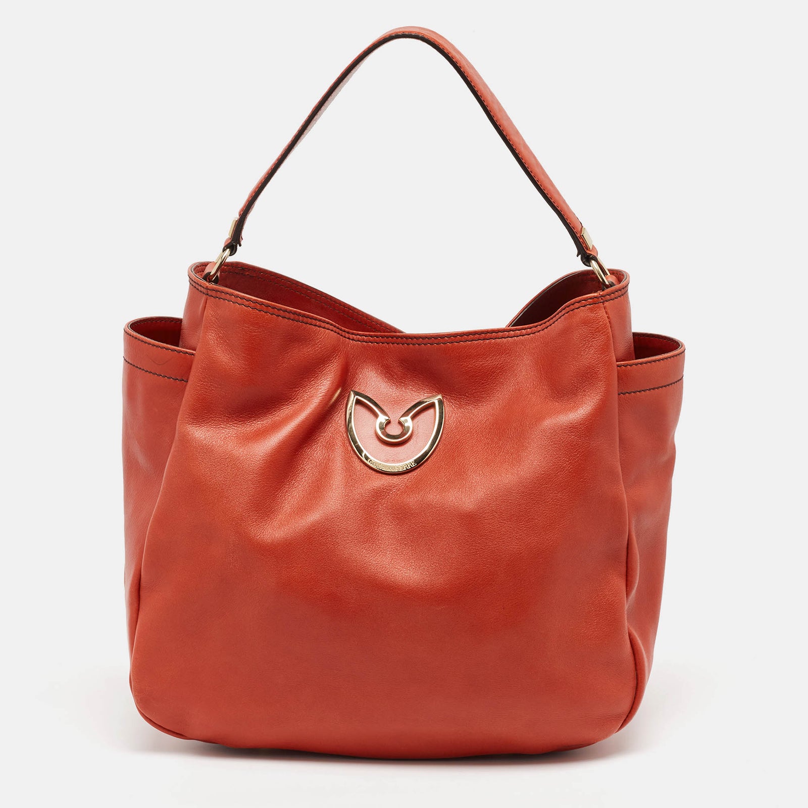 Gianfranco Ferre Dark Orange Leather Hobo