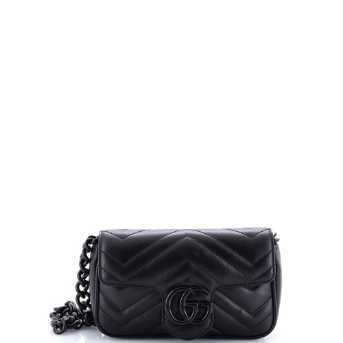 GUCCI GG Marmont Flap Belt Bag Matelasse Leather