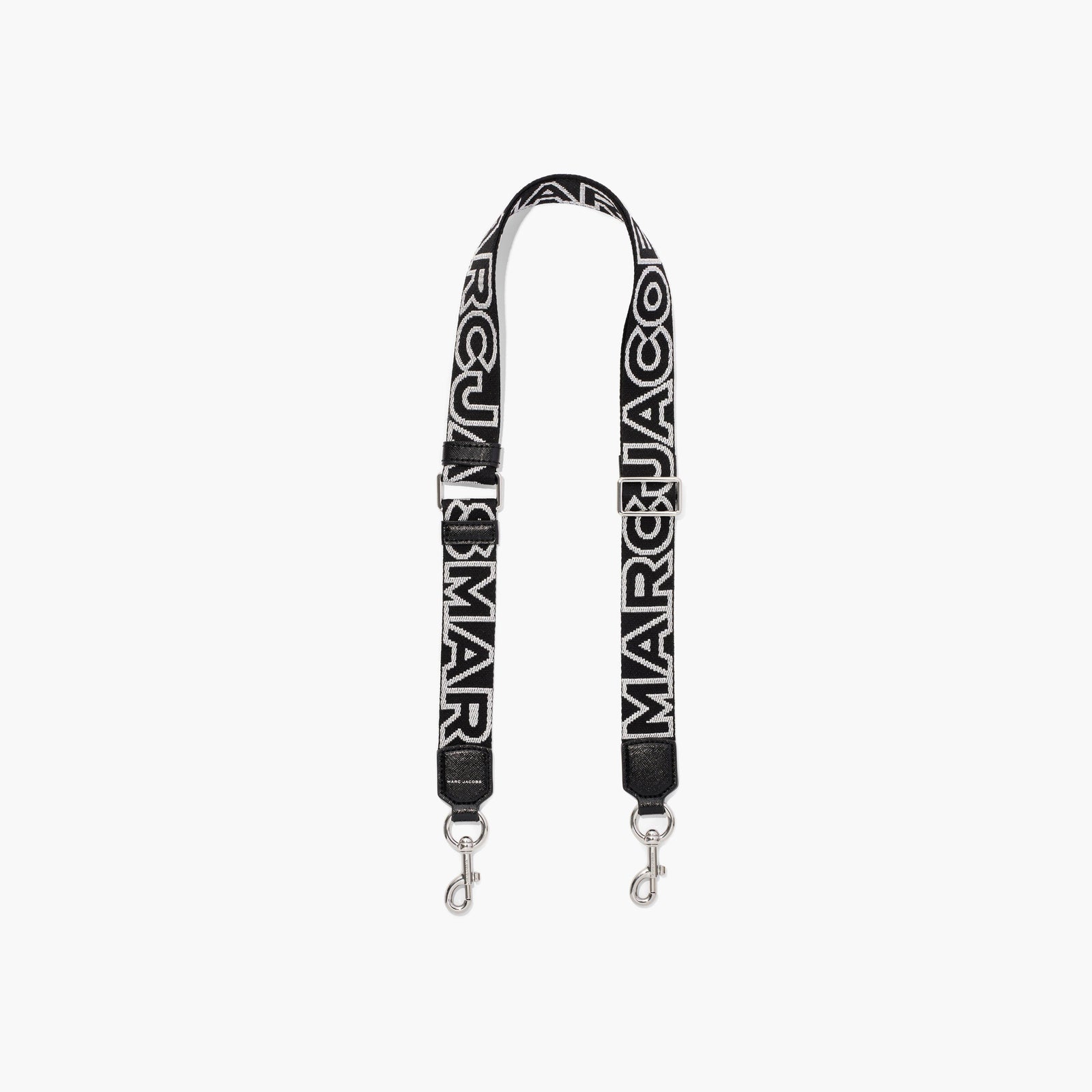 Marc Jacobs The Thin Outline Logo Webbing Strap in Black/Silver