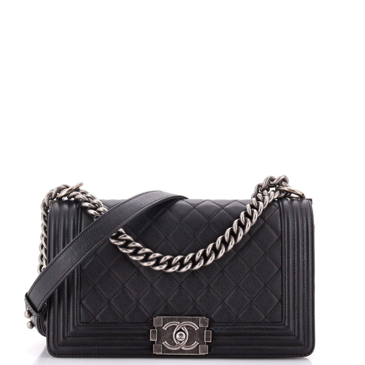 Chanel CHANEL Boy Flap Bag Quilted Caviar Old Medium